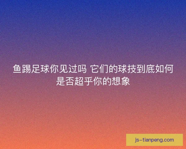 鱼踢足球你见过吗 它们的球技到底如何是否超乎你的想象
